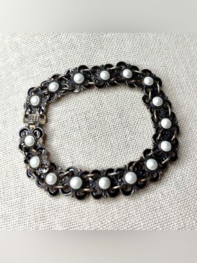 Vintage David Anderson Norway Daisies Bracelet Enamel and Sterling